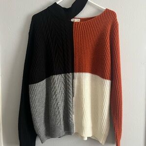 Main Strip Multicolor Knit Sweater - Black, Orange, Gray, Cream